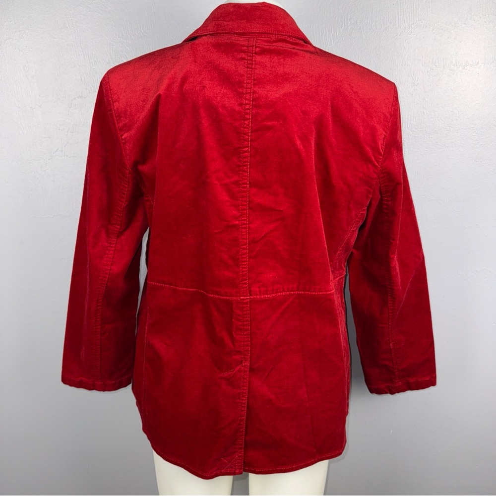 Chico’s Allure Velvet Blazer Women’s 2 Red Single Breasted One Button Office - Picture 5 of 10